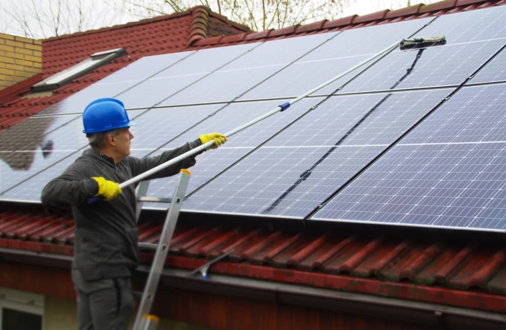 It is important not to use harsh materials when cleaning solar panels as they could cause damage.
