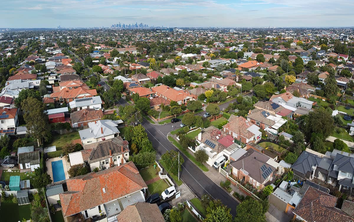 aerial view of homes in melbourne victoria