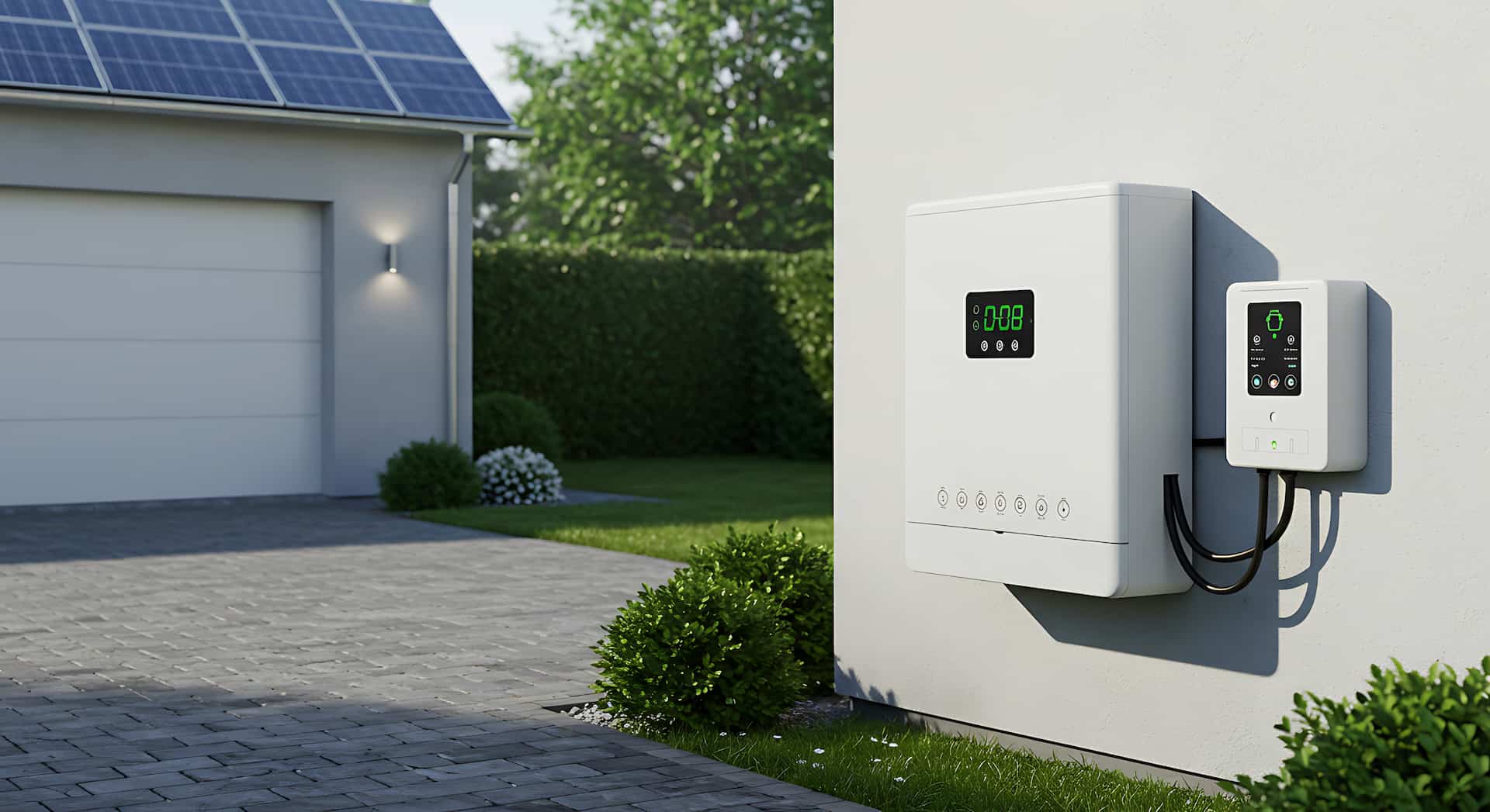Solar battery on side of house wall looking out over drive way to show what size battery do I need