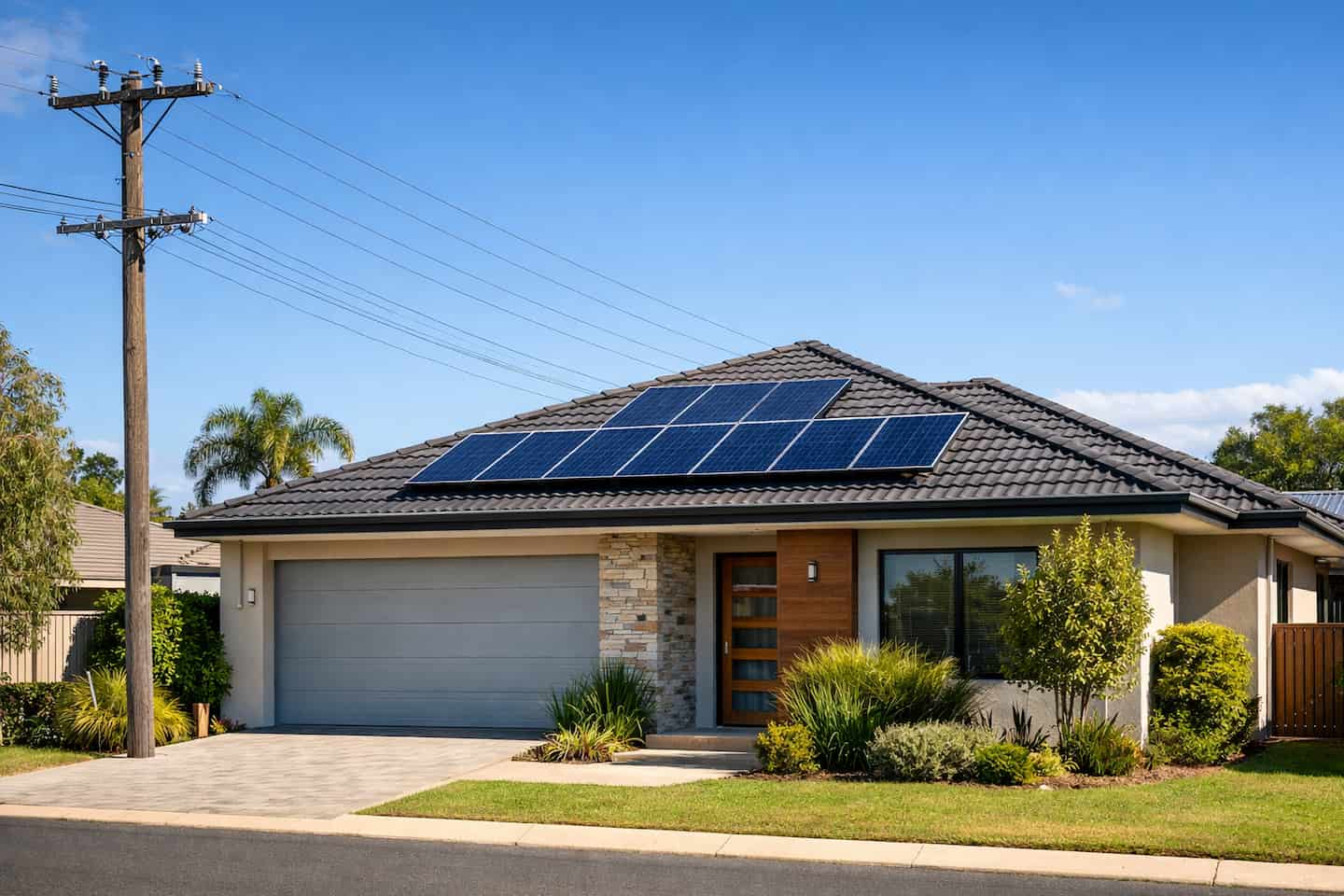 Australian suburban home with solar panels in the middle of the day showcasing how much solar you can export